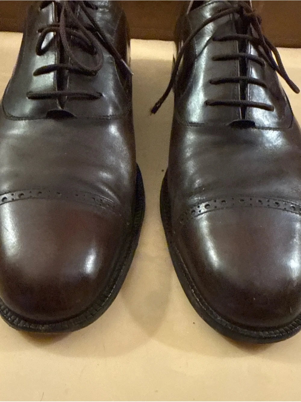 Salvatore Ferragamo Studio Cap Toe Oxford Shoes Men's 8.5 D Brown Leather Italy